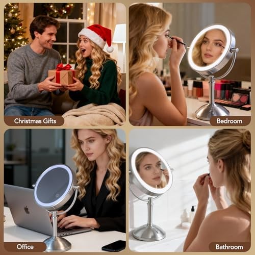 Vanity Mirror with Lights,360 Magnifying mirror with Light 10X,3 Light