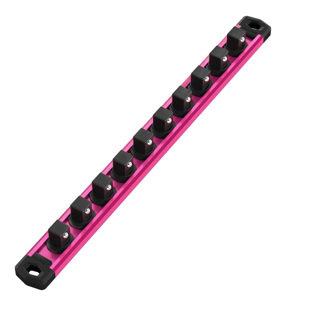 WORKPRO 1/2" Dr Heavy Duty Magnetic Socket Organizer Socket Holder Rack 10 Clips