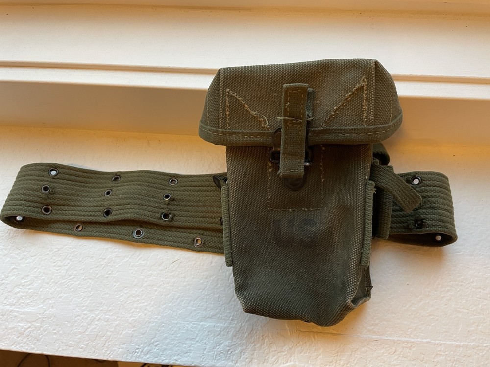 Vintage US Military Belt with Pouch