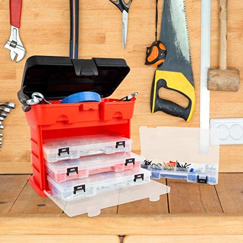 Portable Tool Storage Box - Small Parts Organizer with 4 Multi-Compartment