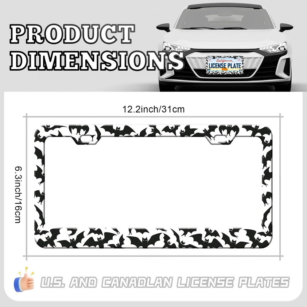 Gothic License Plate Frames 2Pack RustProof Aluminum Car Tag Holders