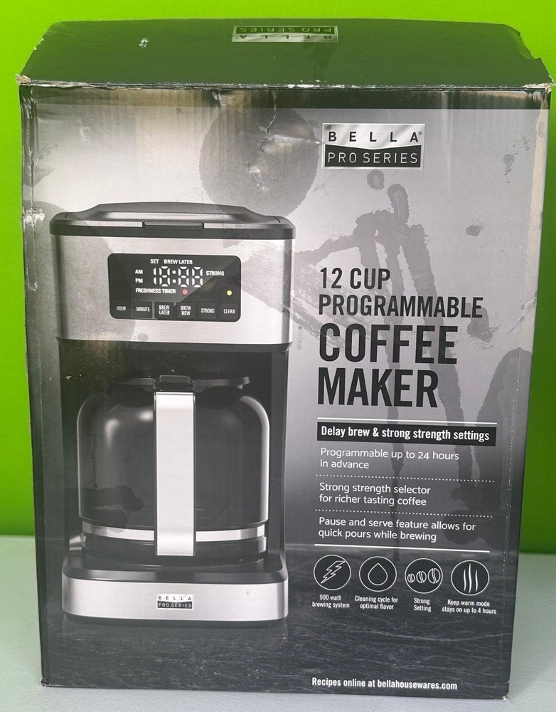 Bella PRO - 12-Cup Programmable Coffee Maker Stainless Steel