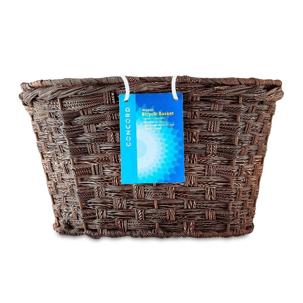 Woven Front Mount Bicycle Basket with Adjustable Straps Brown