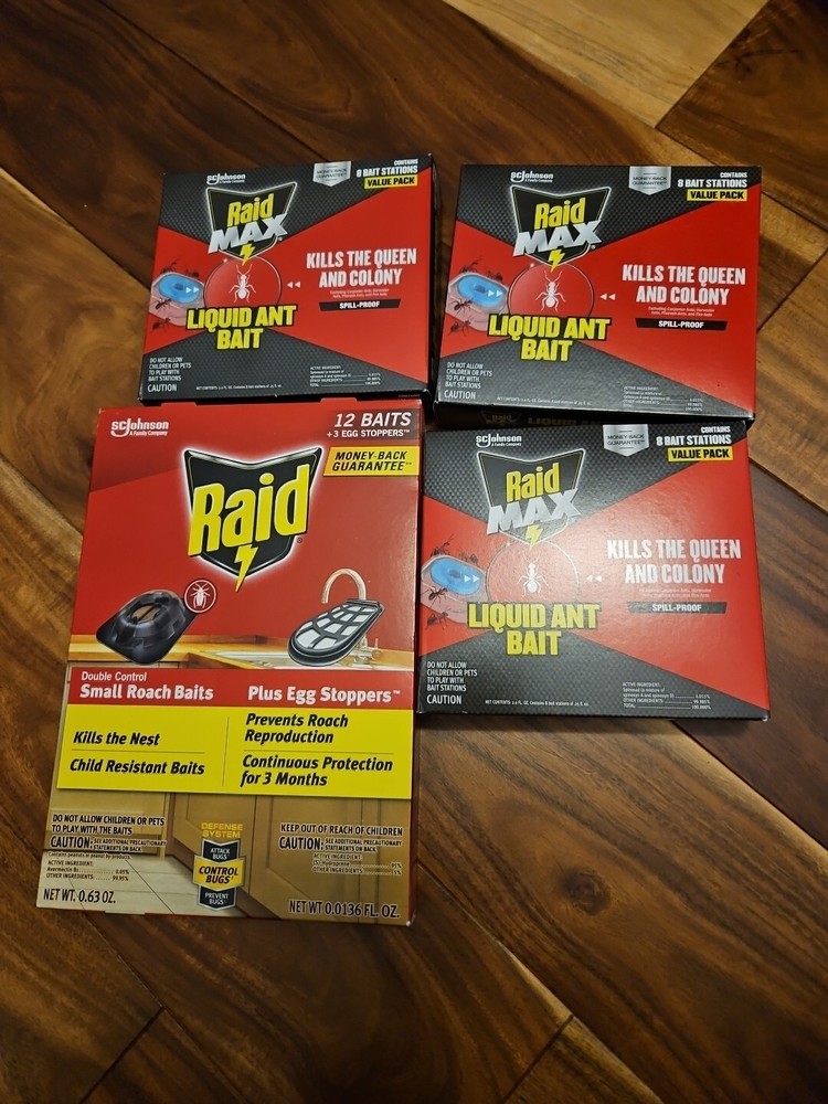 Three Pack Raid Ant And  Killer Plus Bonus Roach Killer Pack