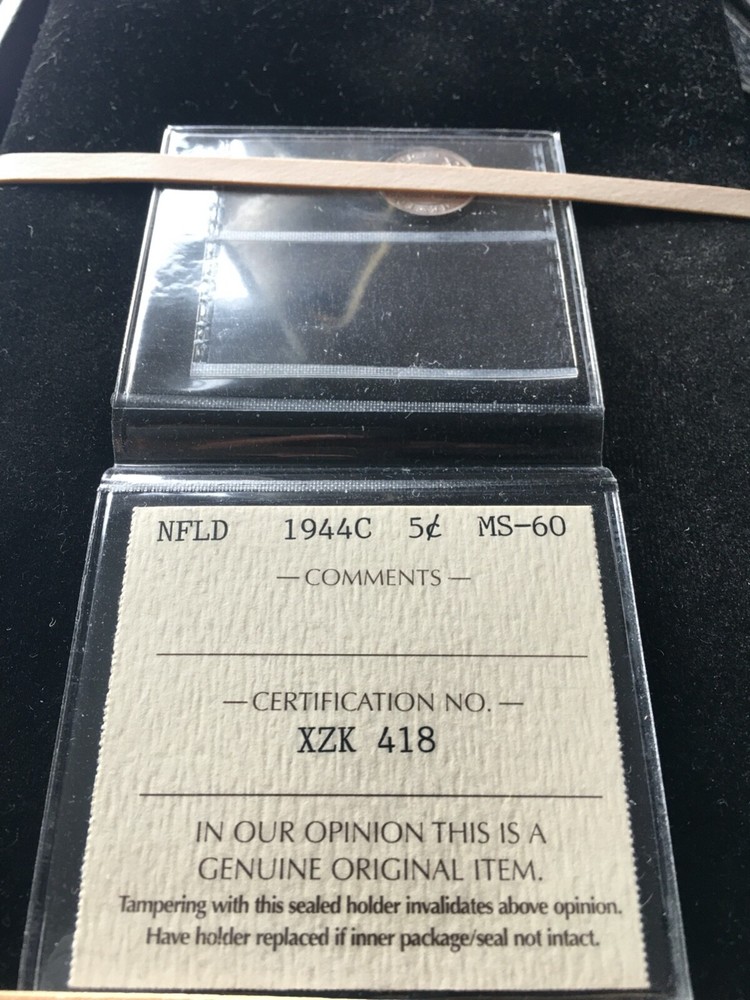 1944c ICCS Graded Newfoundland ¢5 Cent, **MS-60**