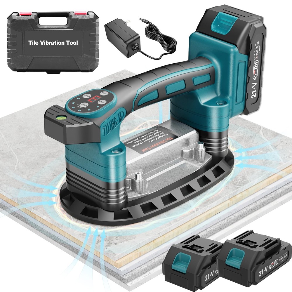 Cordless Tile Vibration Tool, Tile Vibration Leveling Machine with 2 × 1500ma...