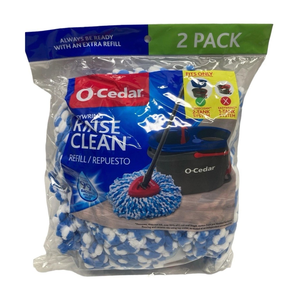 O-Cedar RinseClean Spin Mop Refill 2 Pack Replacement Heads EasyWring 2 Tank