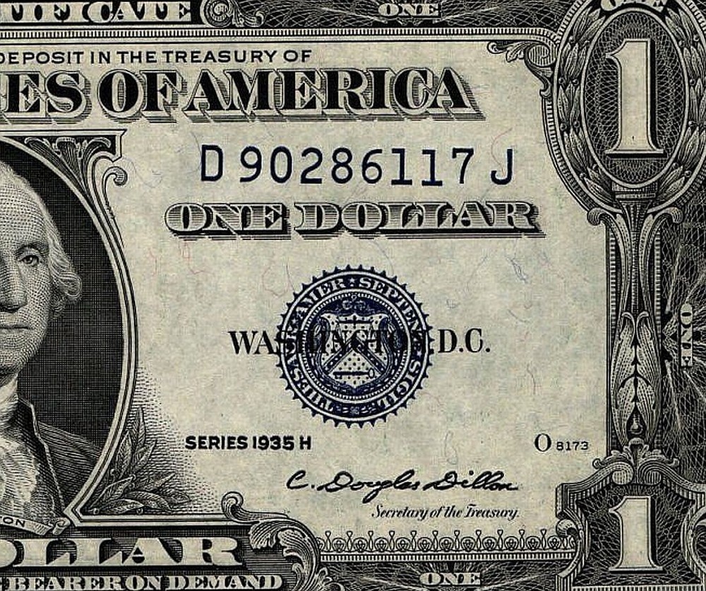 $1 1935-H SILVER CERTIFICATE Blue Seal GEM UNCIRCULATED