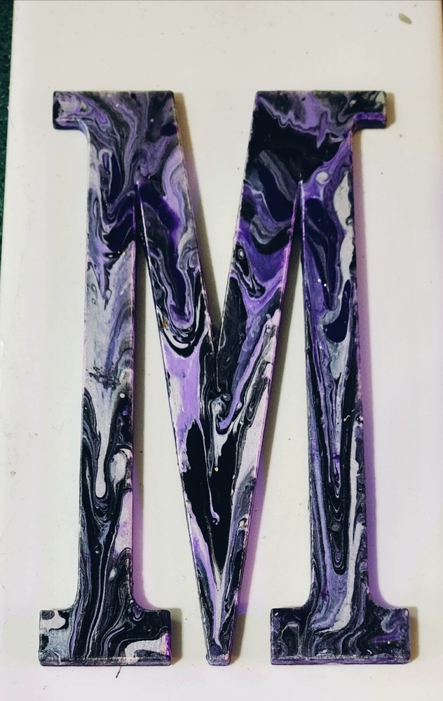 Unique Handpainted 4" Wood Letter "M"