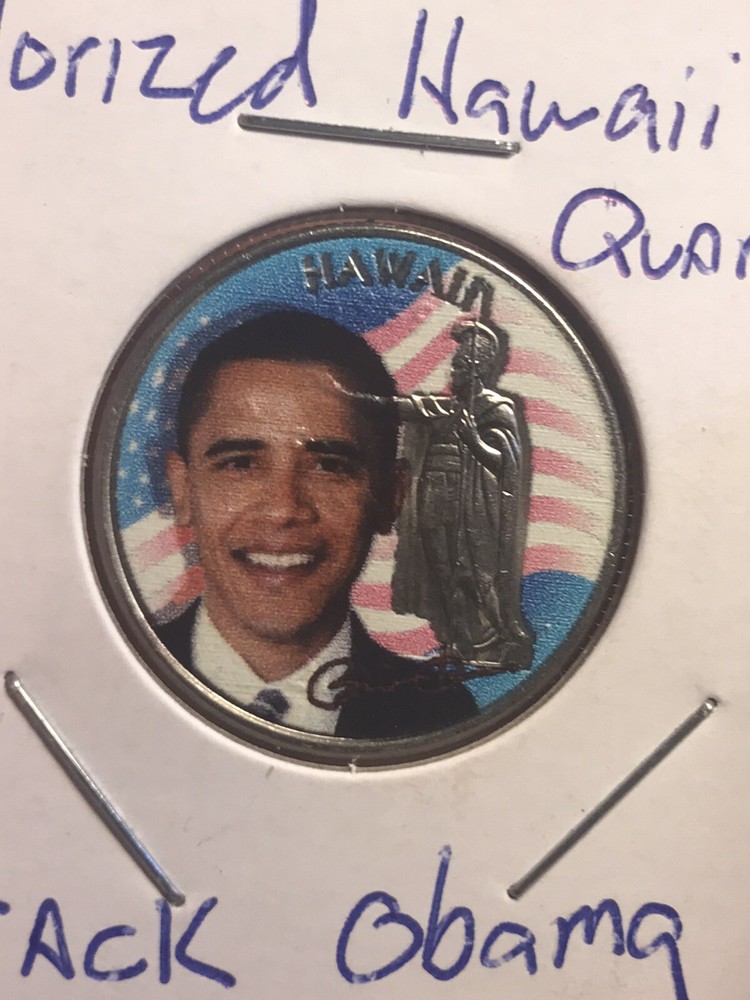 Two Colored Quarters With Barack Obama
