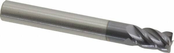 Accupro 1/4" Diam 4 Flute Single End Solid Carbide 0.015" Corner Radius End M...
