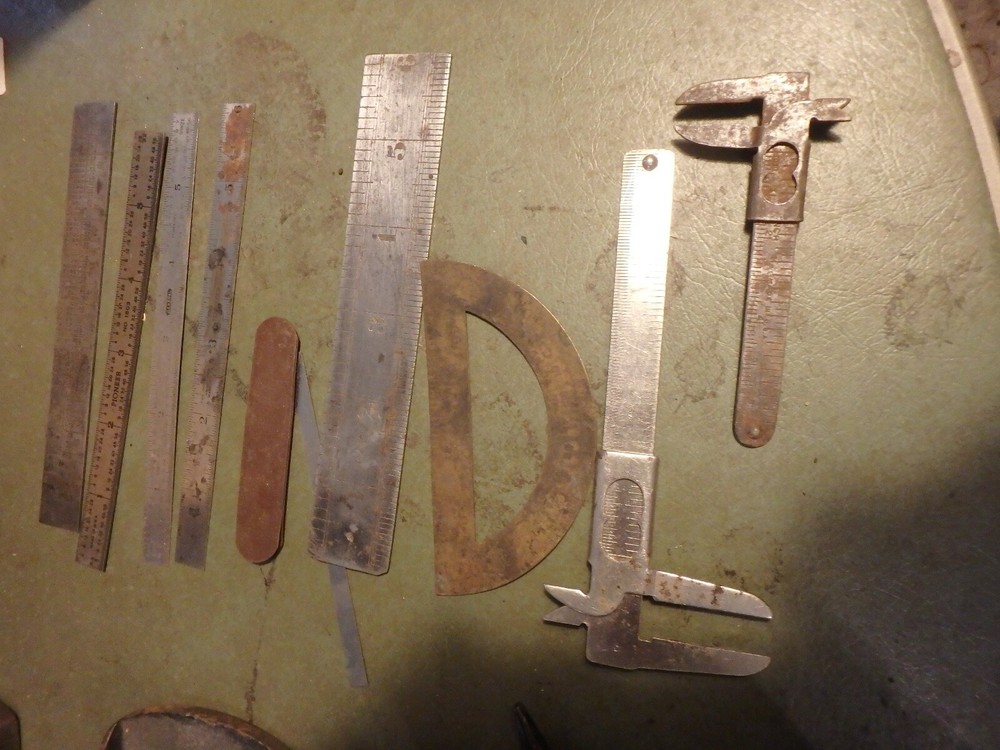 2U-vintage  machinists bundle tempered rules-2  calipers