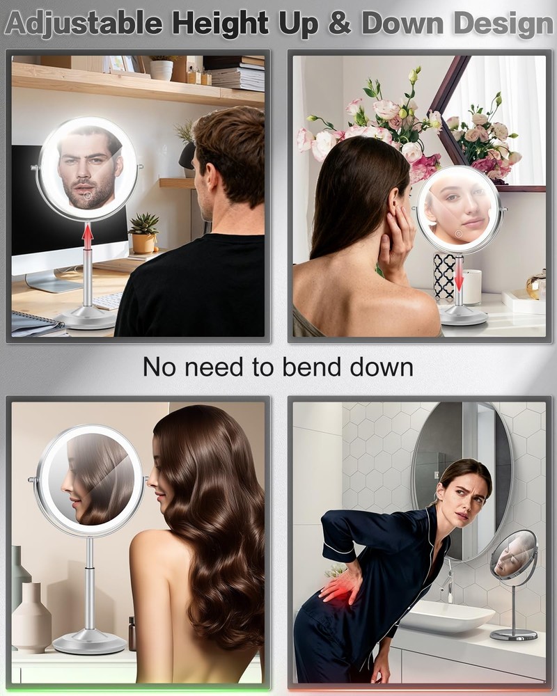 30X/1X Makeup Mirror with Lights, Height Adjustable Lighted Magnifying Vanity...