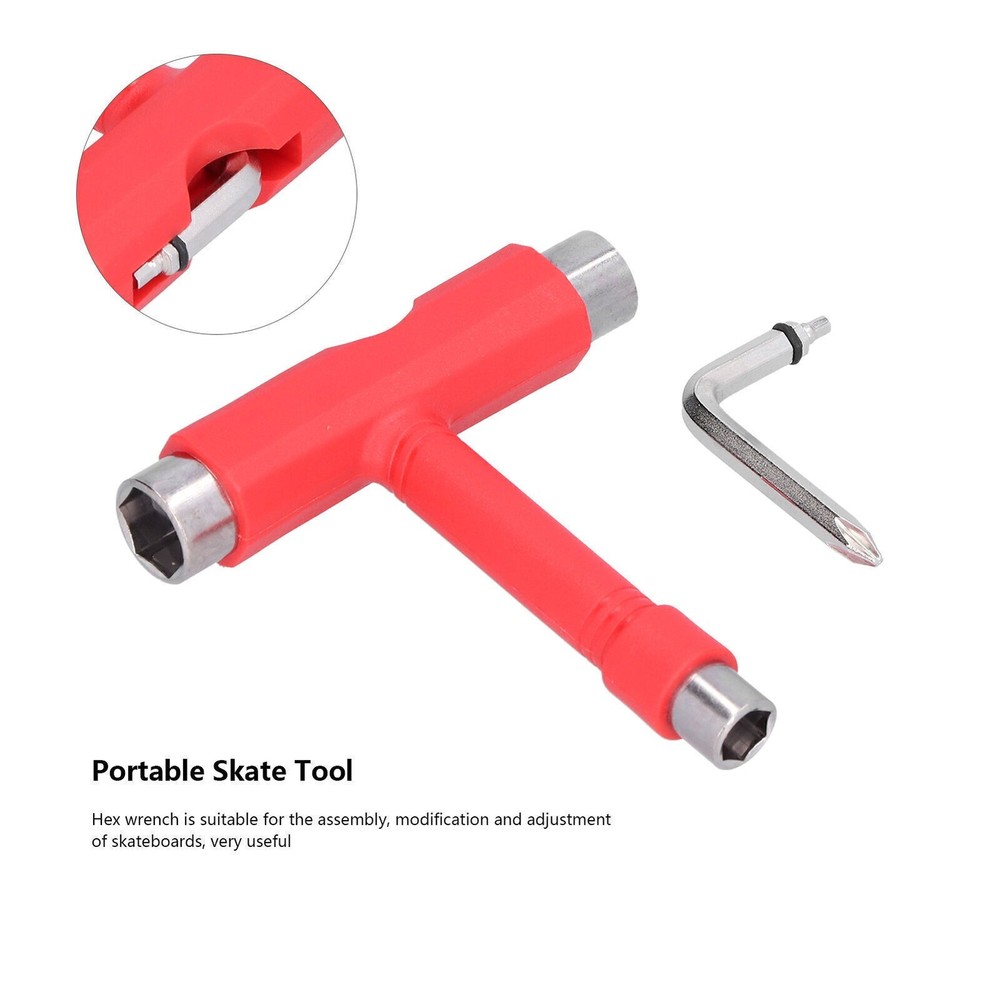 Skate Tool MultiFunction Portable Skateboard TType Hex Key Kit Fastener Hardware