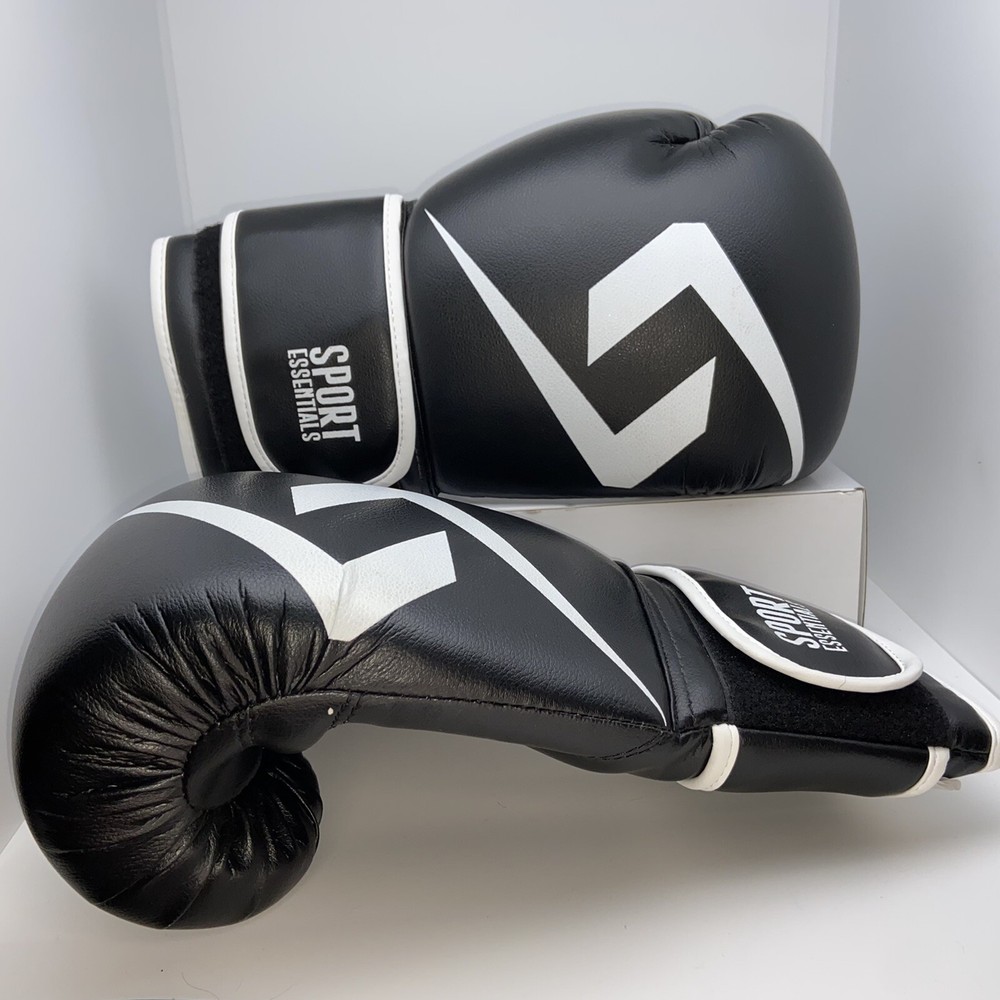 Sport Essentials 14oz Boxing Gloves Adjustable Hook & Loop Wrist Strap Black