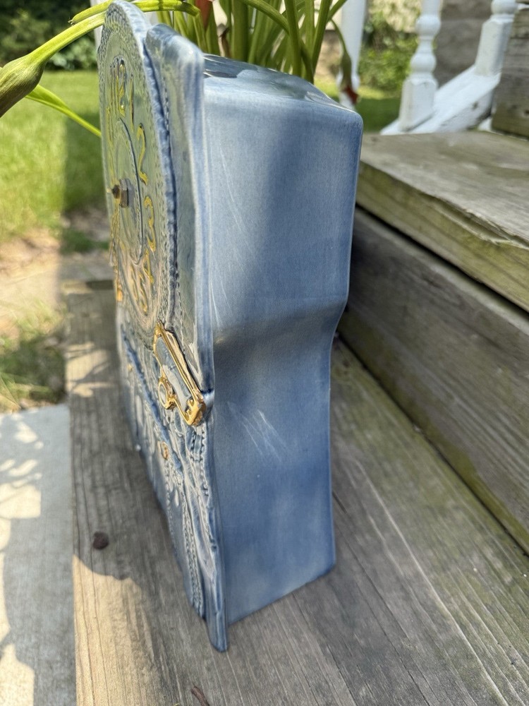 Vintage Clock Sittre Denim Overalls Ceramic 1978