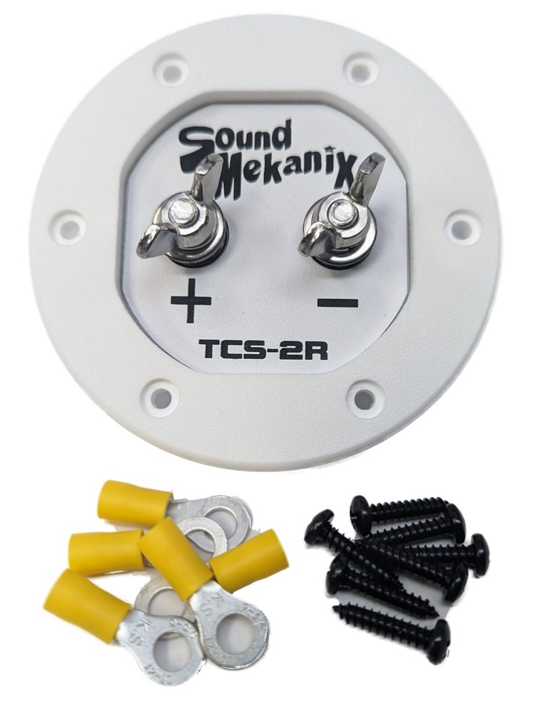 Round Subwoofer Speaker Box Terminal Cup, Single Input - TCS-2R WHITE