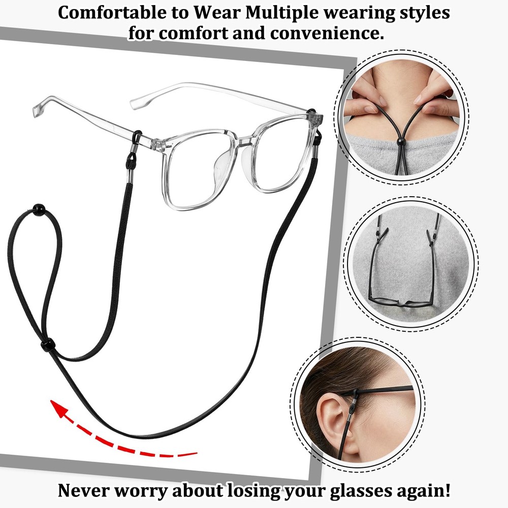 4 Pcs Glasses Strap, Glasses Holder Strap Adjustable Eyewear Retainers for Sp...