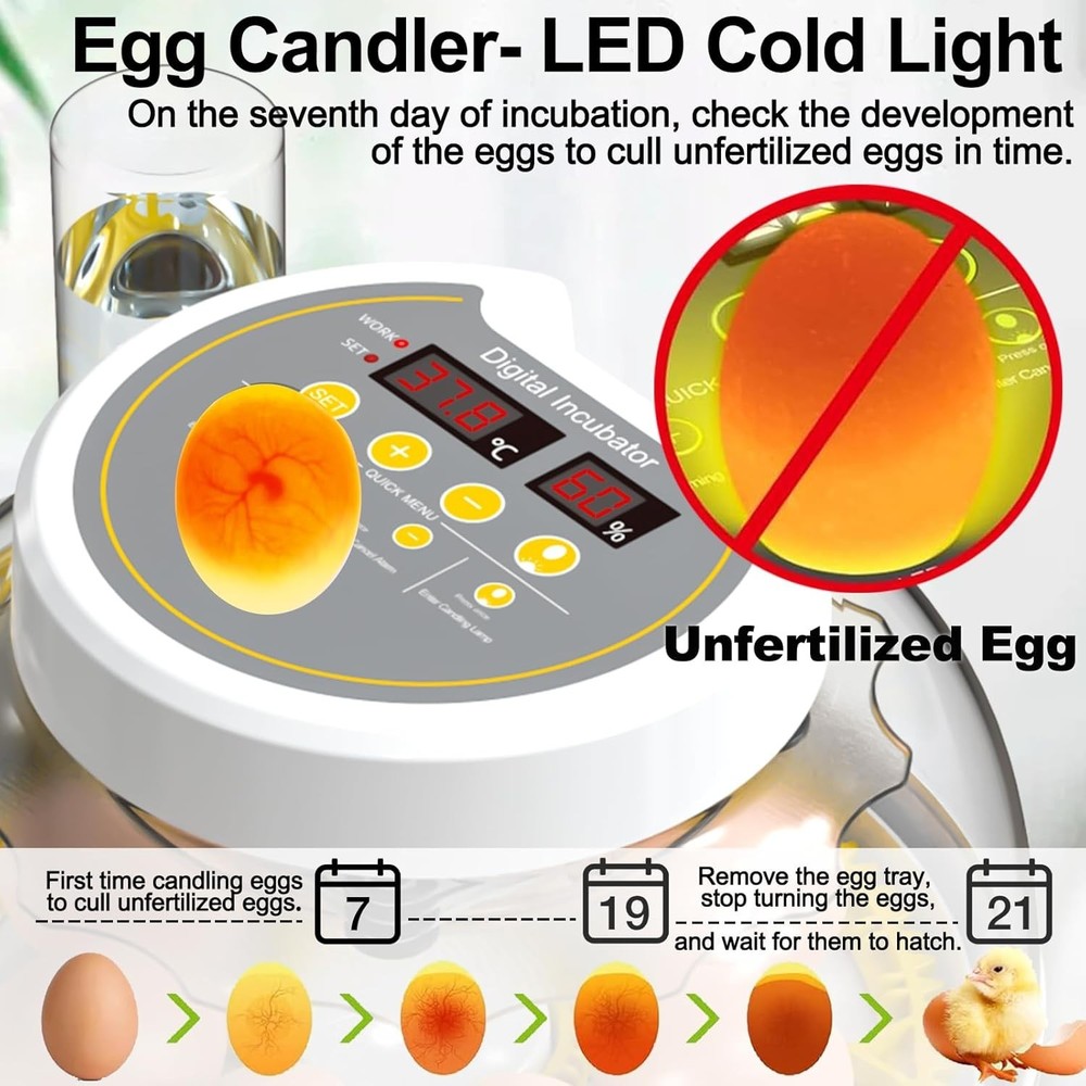 Egg Incubators for Hatching Eggs, 8/30 Chicken Egg Incubator with Automatic E...
