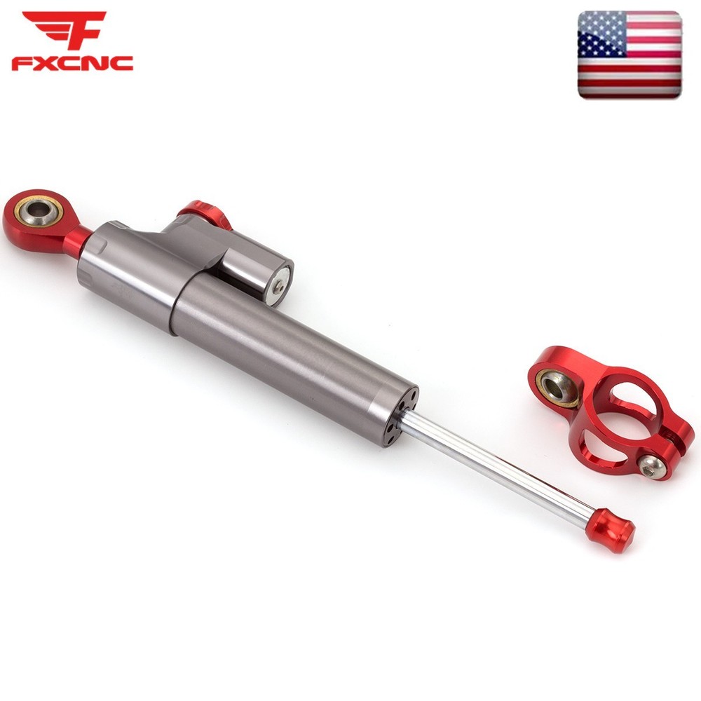 255MM 10" Universal FXCNC Adjustable Steering Damper Stabilizer Safety Gray+Red