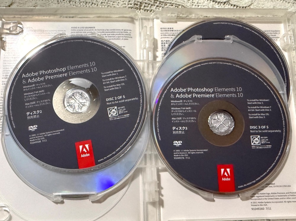 Adobe Photoshop Elements 10 & Adobe Premiere Elements 10 5 DVD-ROM Set GENUINE