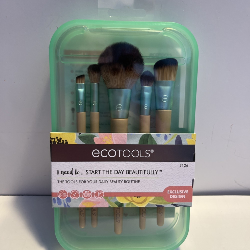 New Ecotools Make Up Brushes 5 Piece Set with Case New Sealed