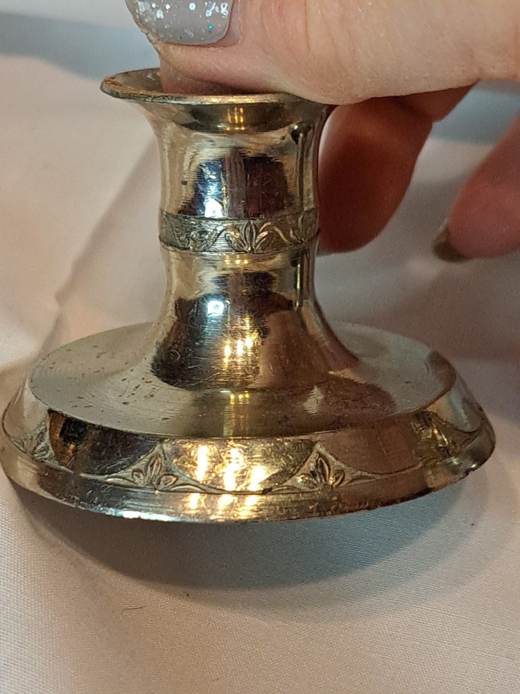 Vtg German Silver Candle Sticks, Silver Plate?