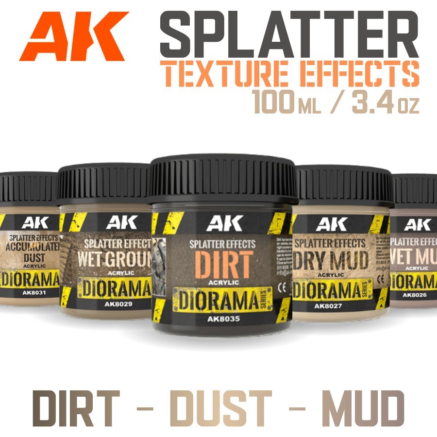 AK Interactive: Splatter Effects Texture  - Mud & Dust - 100ml 3.4oz