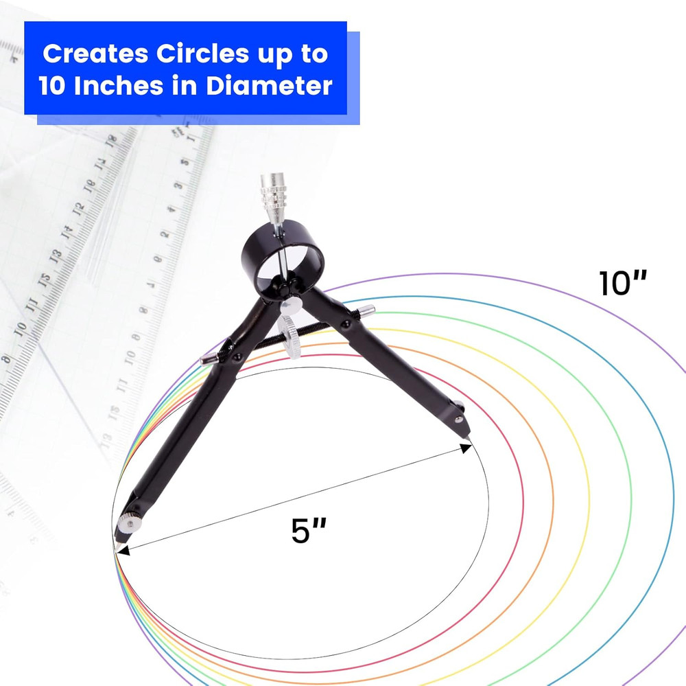 2Pcs Compass for Geometry, Professional Drawing Compass,Metal Compass, Circle Co