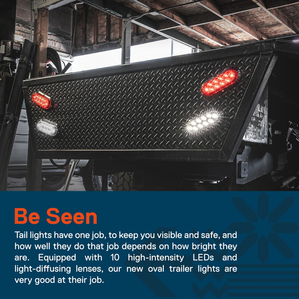 2pc Waterproof 6" Oval White LED Surface Mount Boat Trailer Tail Light Reverse