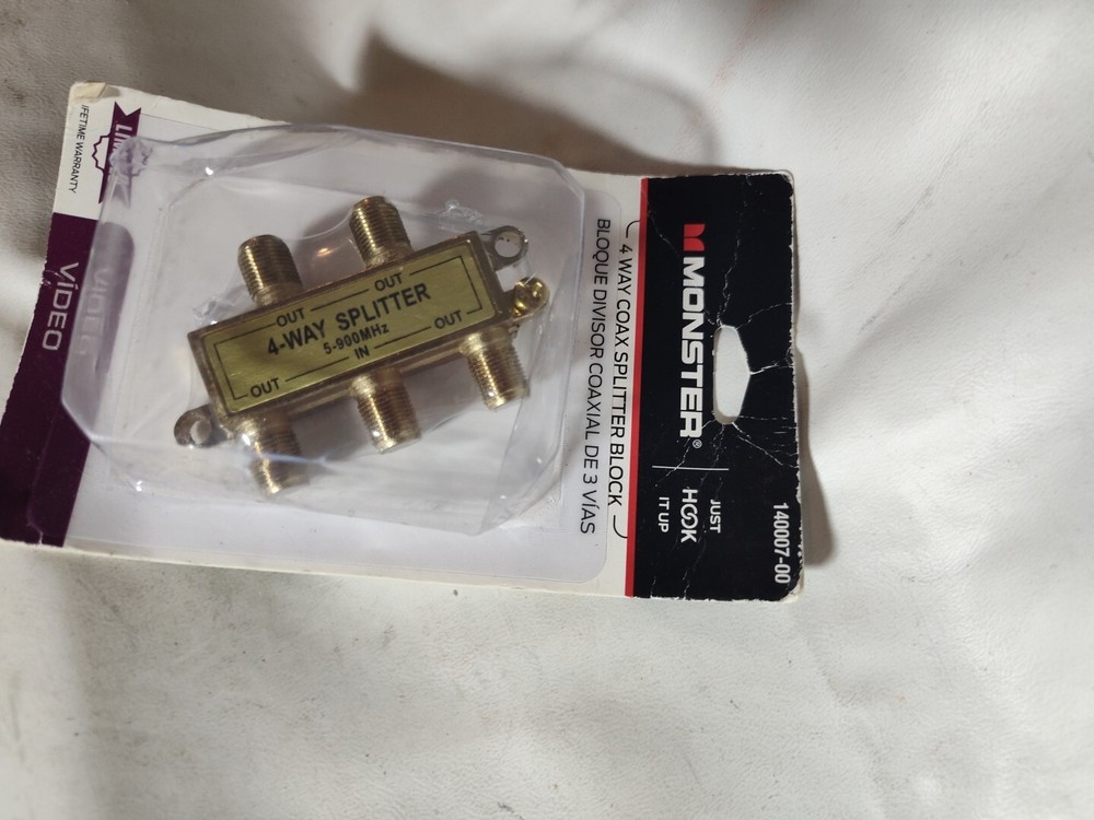Monster 140007-00 Just Hook It 4 Way Coax Splitter Block