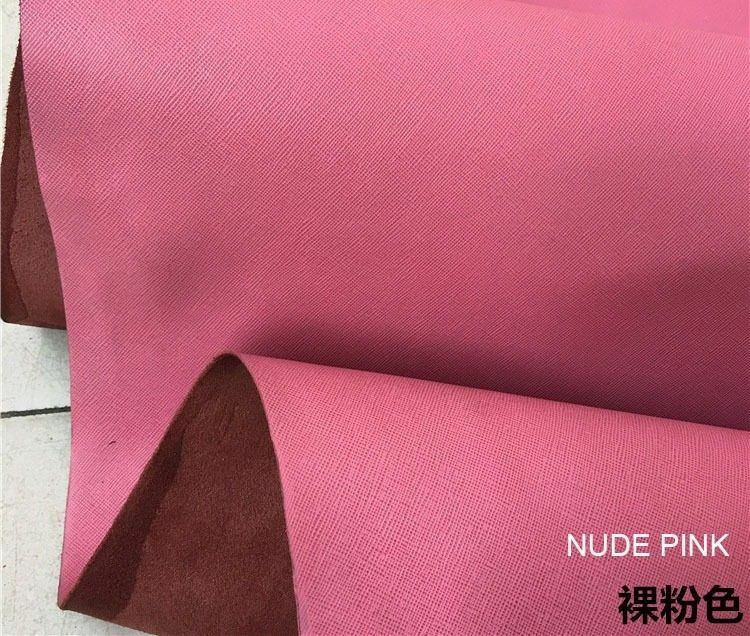Red/pink taiga First layer leather material cross pattern cowhide Leathercraft