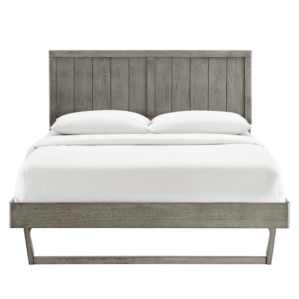 Modway Alana Wood King Platform Bed in Gray With Angular Frame