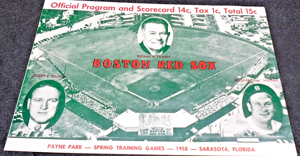 1958 BOSTON RED SOX PROGRAM SCORECARD / PROGRAM SPRING TRAINING MLB BASEBALL!