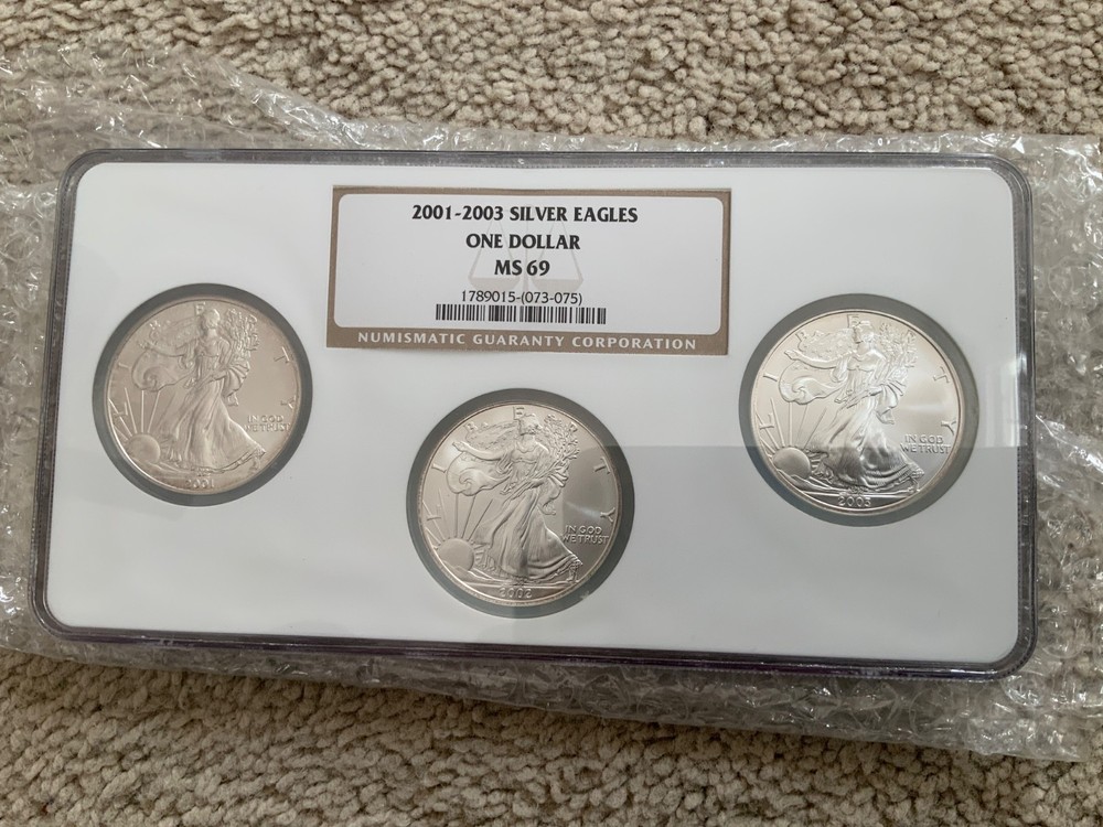 2001-2003 Silver Eagle Set MS69 NGC Certified