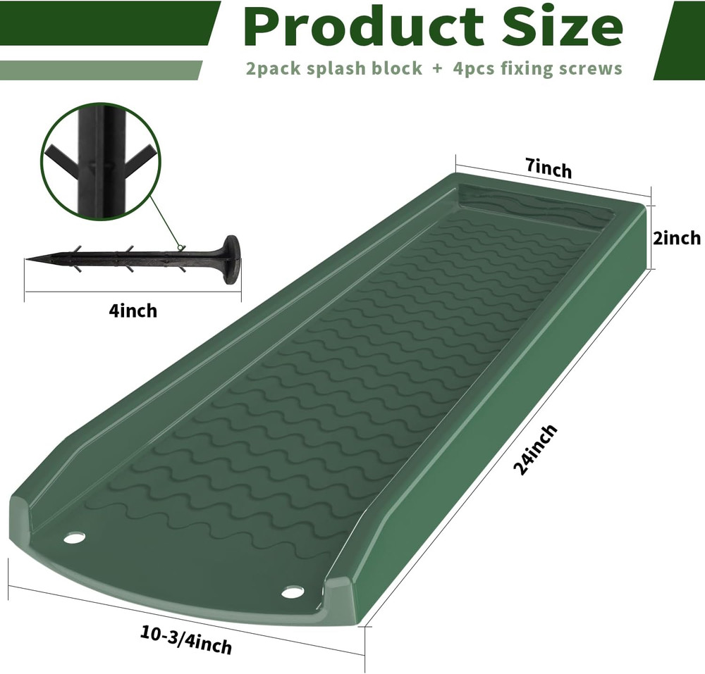 2 Pack Downspout Splash Block, NAACOO 24" Rain Gutter Downspout Extensions/Exten