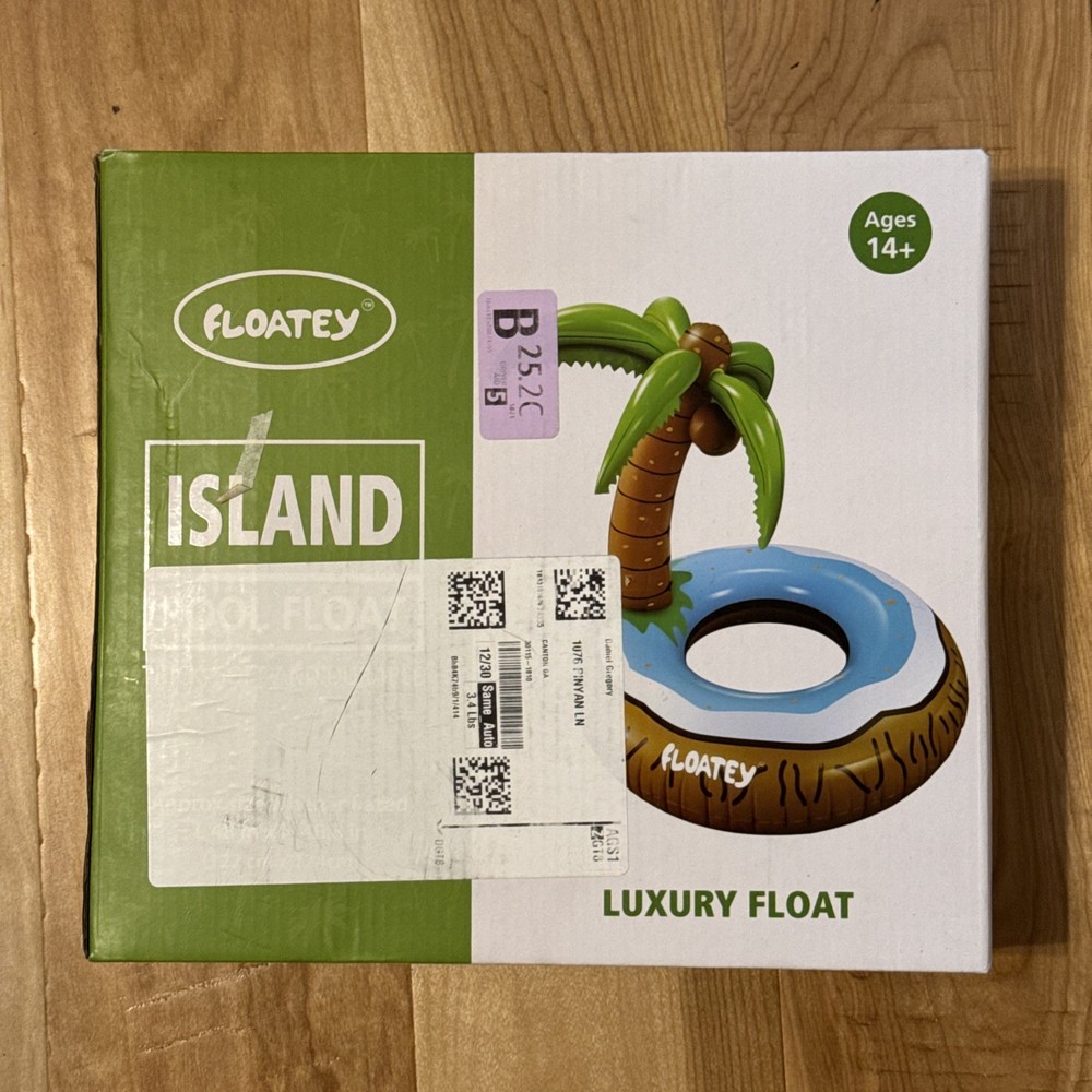 Floatey Island Pool Float Palm Tree Inflatable 48” Luxury Float NEW