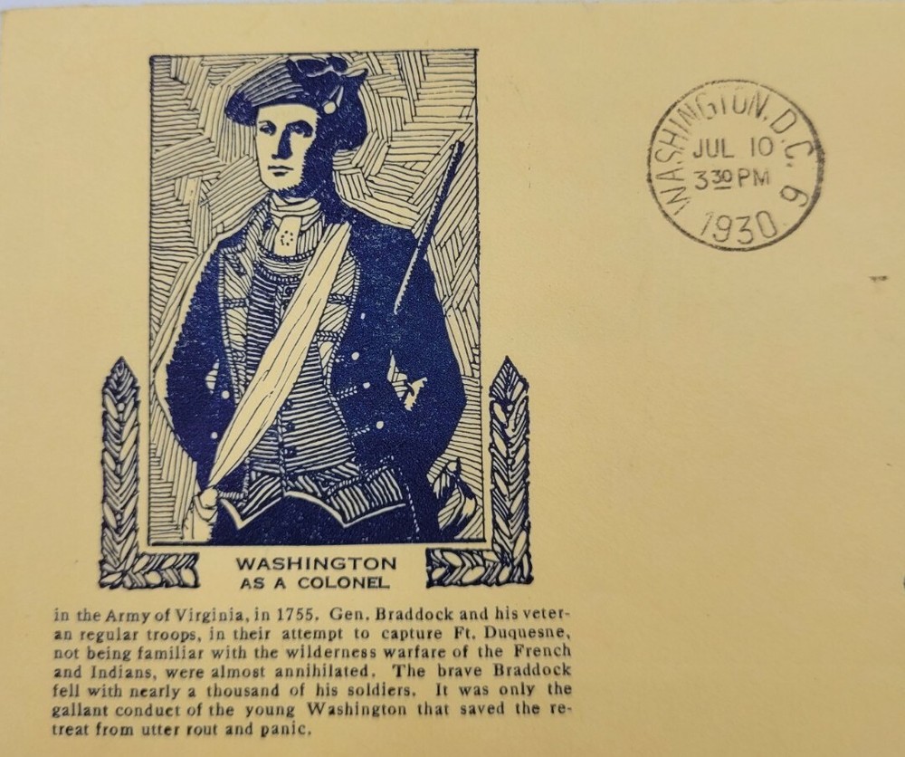 FDC #688 Mellone #6 Washington as Colonel cachet DC
