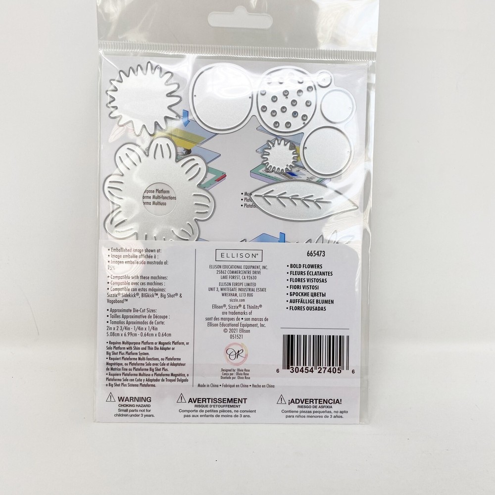 Sizzix Thinlits Bold Flowers by Olivia Rose Cutting Dies Florals 665473 NEW