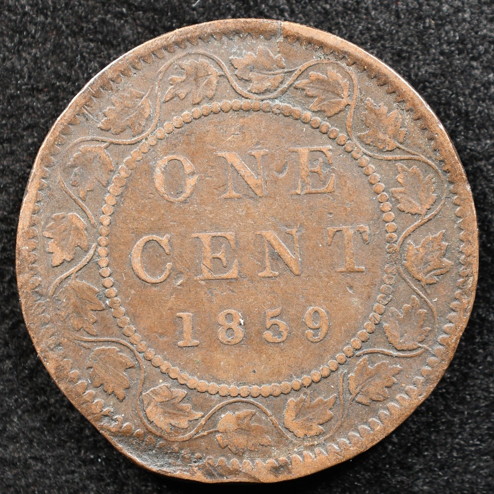 Canada 1 Cent 1859, Coin, Filled Die Error On 5, Inv#H380