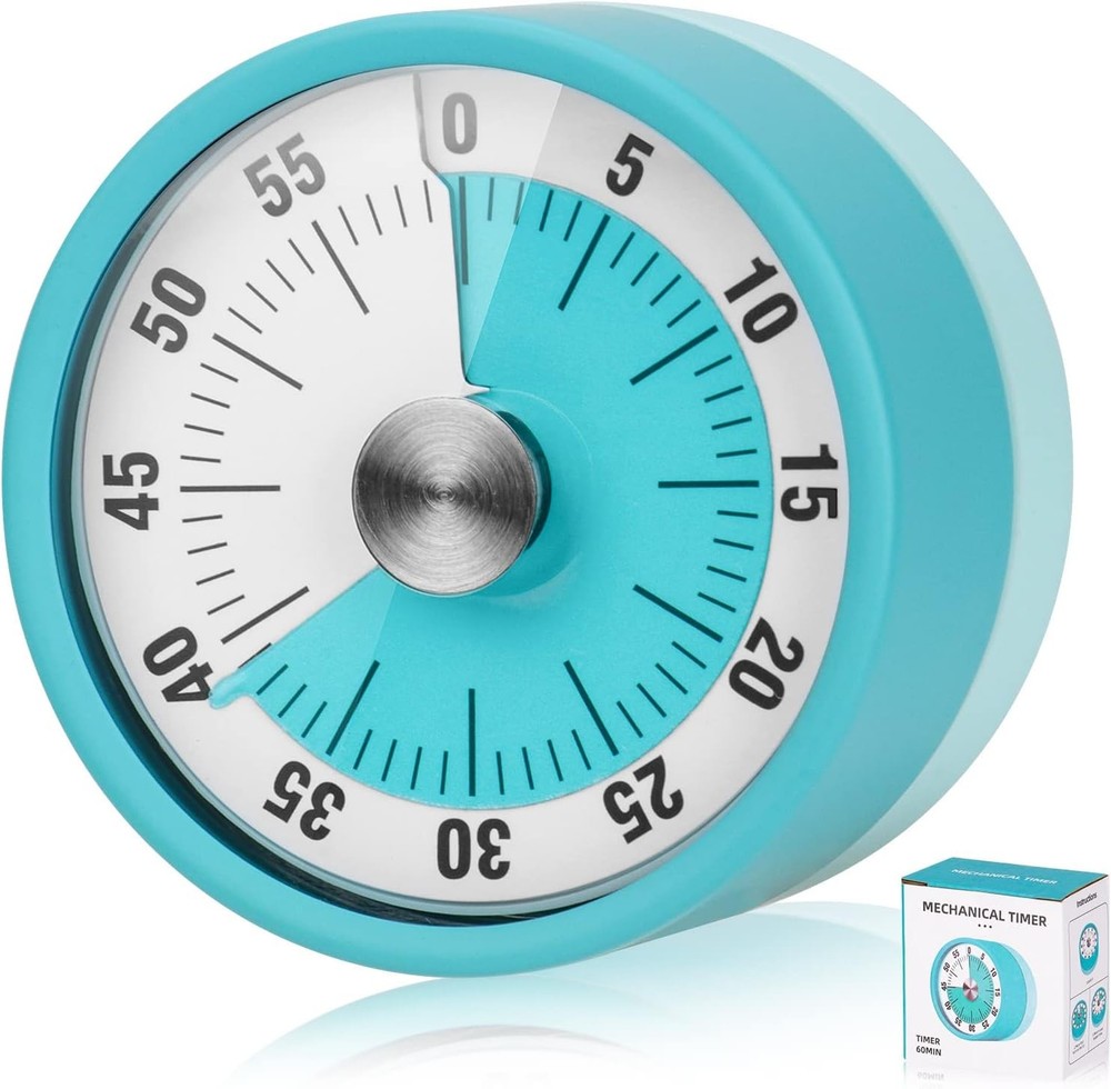 60-Minute Kitchen Timer Visual Countdown Magnetic Wind Up Loud Ring for Cooking