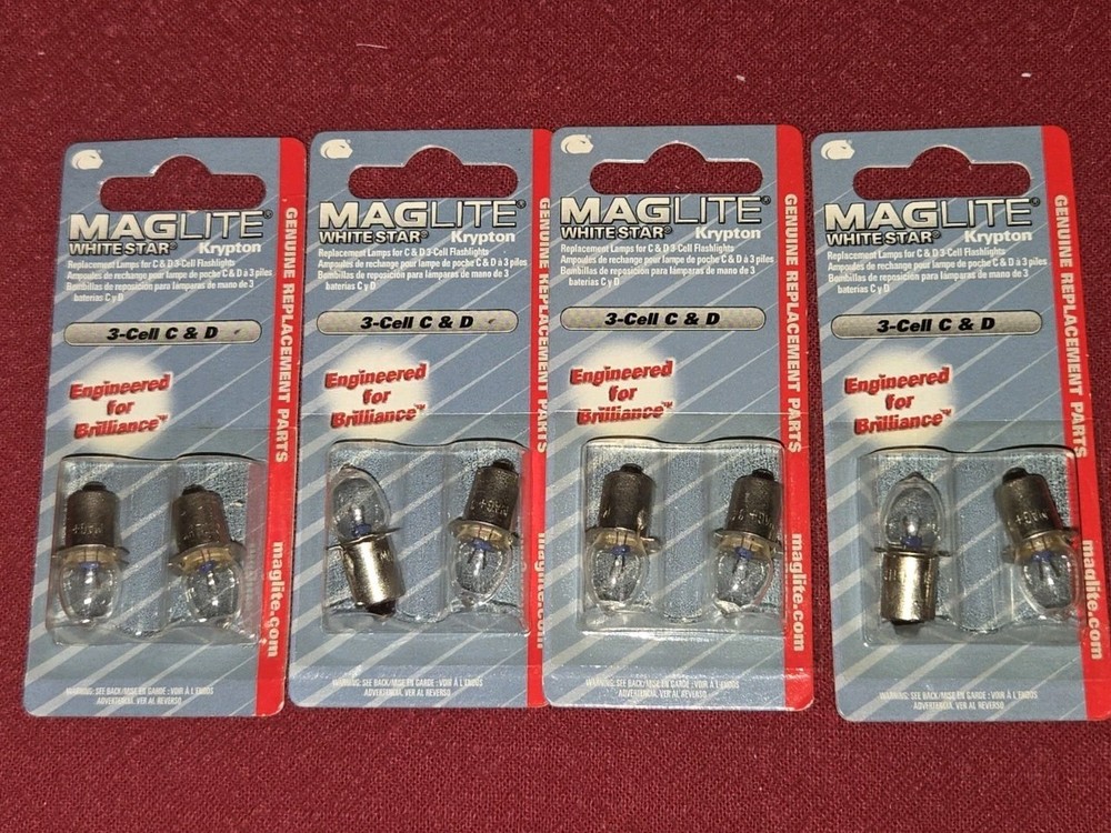 MagLight White Star 3 Cell C & D Replacement Bulbs - 4 Packages