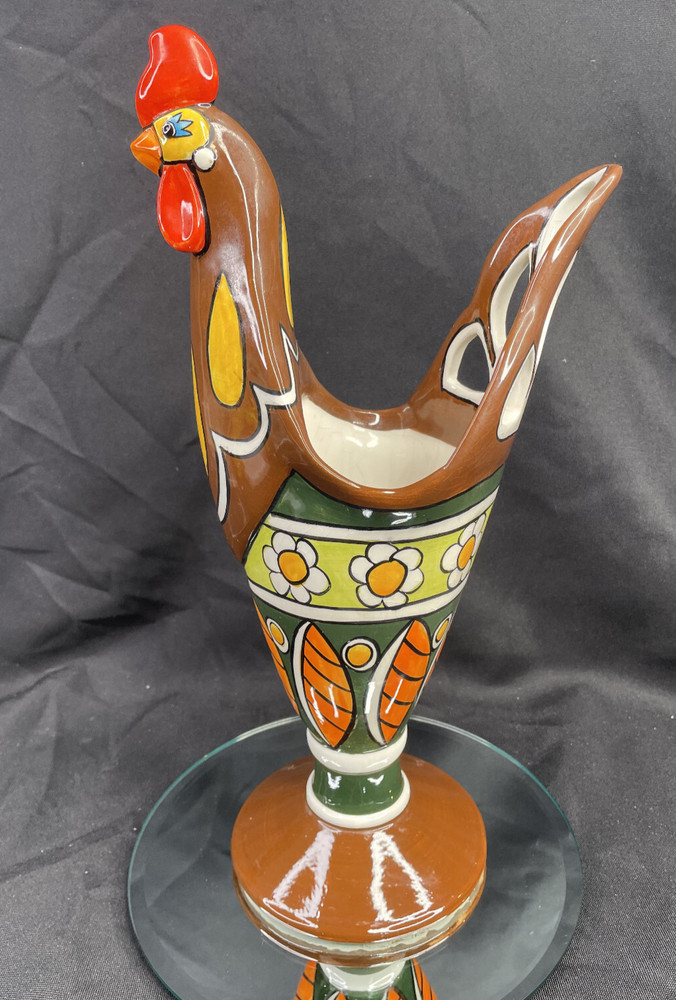 Ceramic Rooster Vase Planter 13”