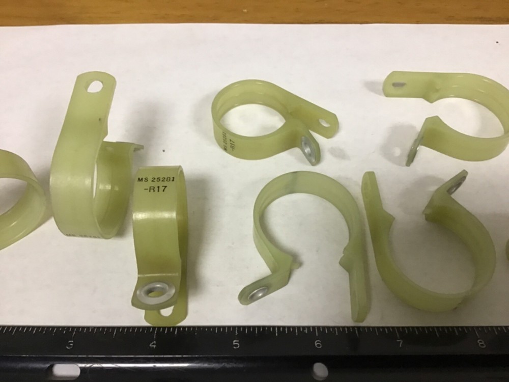 Qty (8) 1 1/8" Mil Spec Plastic Loop Clamps, MS25281 R17