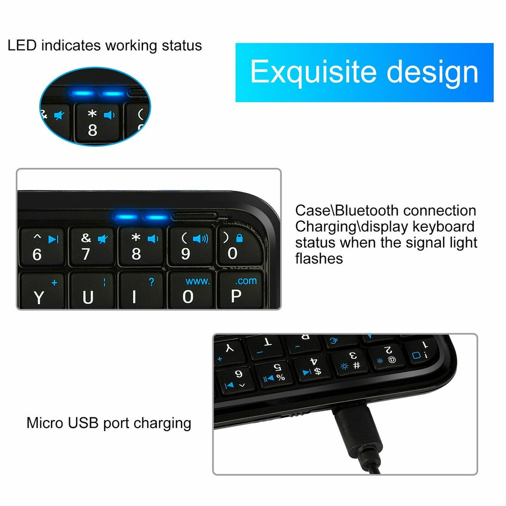 49 Keys Mini Wireless Bluetooth Keyboard Bluetooth 3.0 Keypad for XBox Phone PC