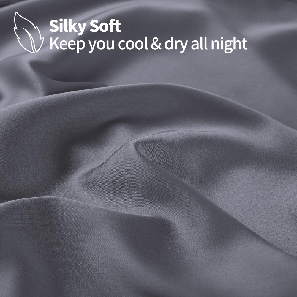 Bamboo Viscose Fitted Sheet Queen Size Only, 400 Thread Count, 16" Deep Pocke...