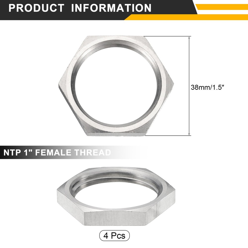 4Pcs Cast Pipe Fitting Hex Locknut, 304 Stainless Steel Hex Lock Nut NPT1"