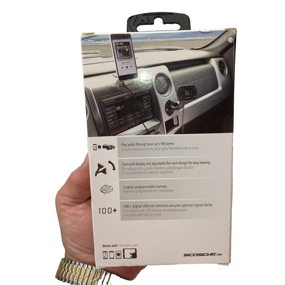 new in pkg Digital FM Transmitter SCOSCHE FMTD13-SP1 with back-lit display