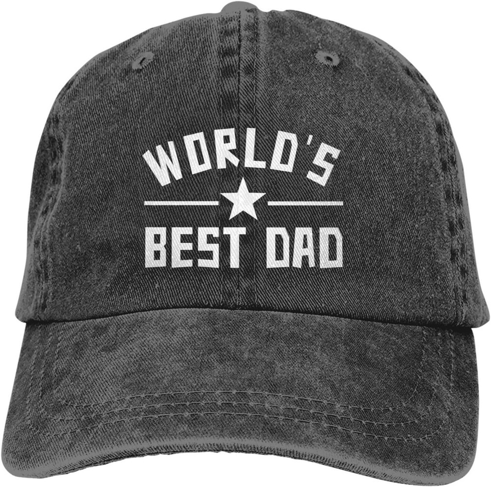 Worlds Best Dad Hat Cotton Adjustable Baseball Cap One Size, Black