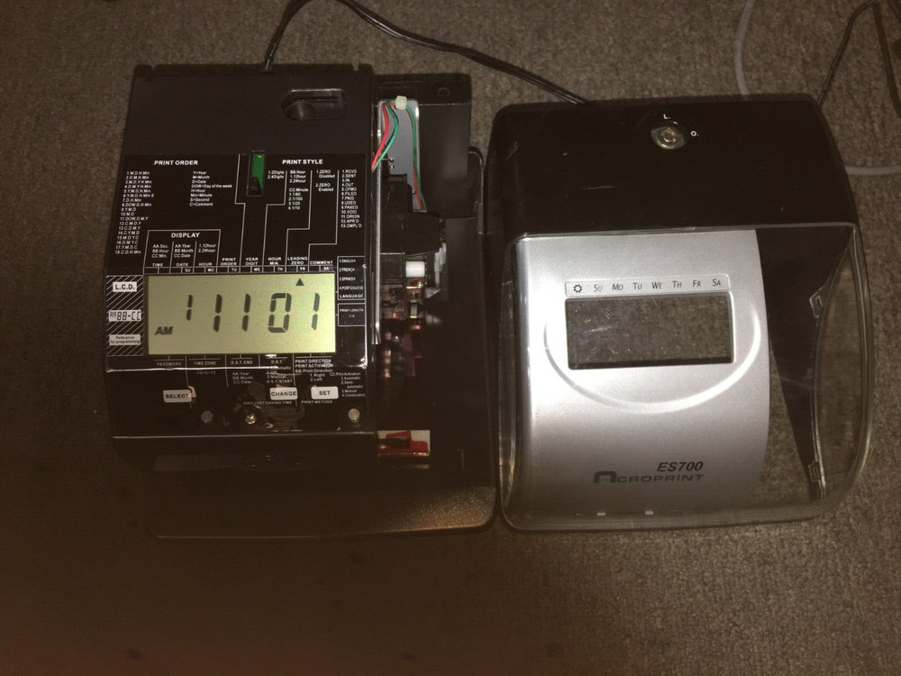 Acroprint ES700 Electronic Multifunctional Time Recorder Time Clock no key